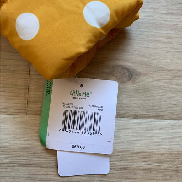 NWT YELLOW POLKA DOT JACKET 3 piece set shirt & pants 18 Mo Little Me - Picture 3 of 5